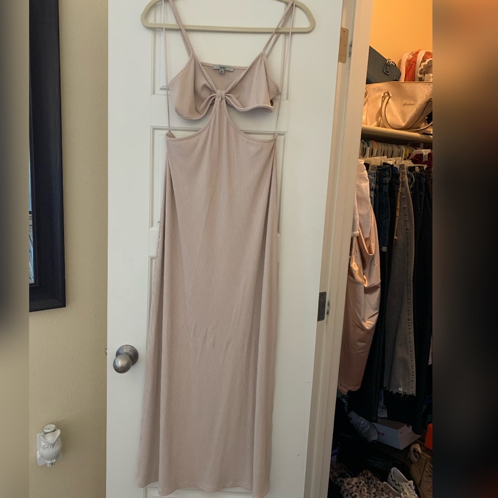 Ribbed Cream Dress